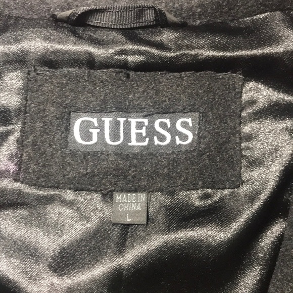 NWT Guess Large Charcoal Zipup Wool/Nylon Coat - Picture 7 of 15